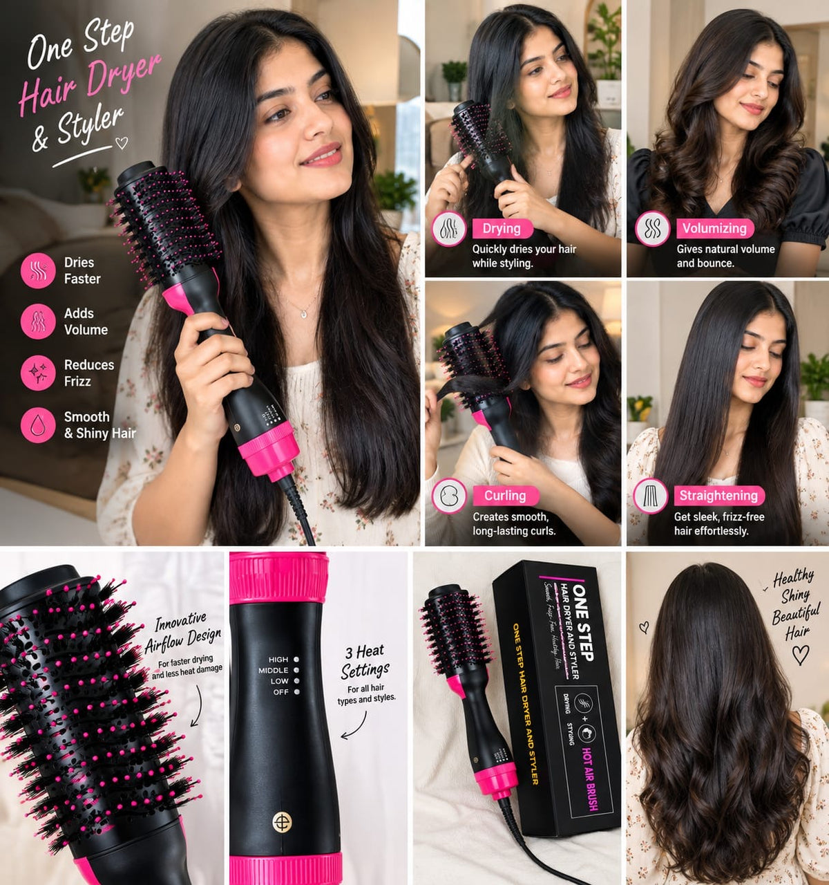 Hot Air Brush, One-Step Hair Dryer, and Volumizer Styler, Professional...