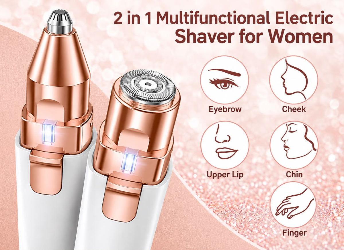 2 IN 1 Recharegeable Eyebrow Trimmer & Facial Hair Remover