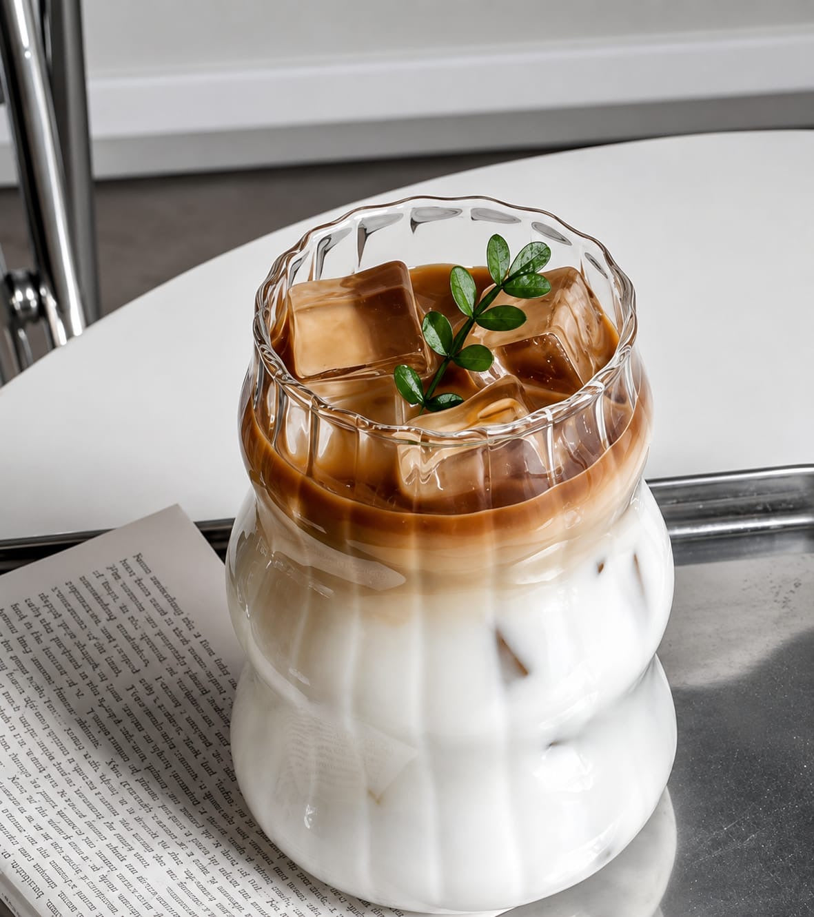 Premium Aesthetic Wave shape coffee tumblers with glass and straw (Pack of 2) 500 ml for coffee, milk shakes, smoothies, cold beverages